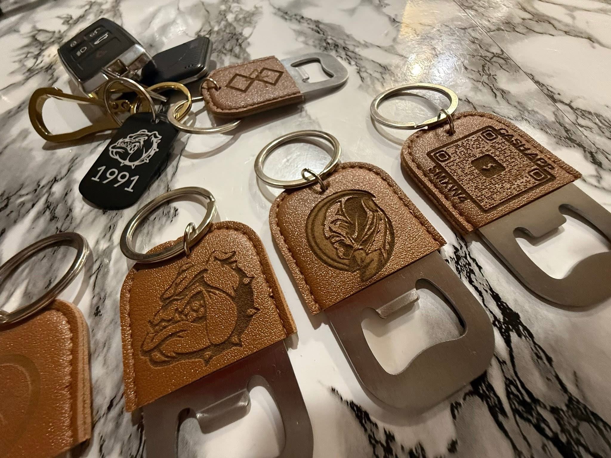 Leather Key Chain w/ Bottle Opener